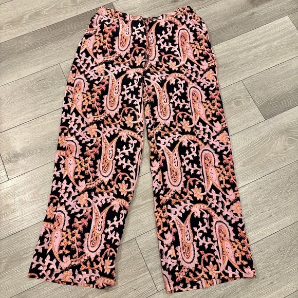 Figue Pants - Figue Theodora Paisley-Print Wide Leg Silk Pants Size Large